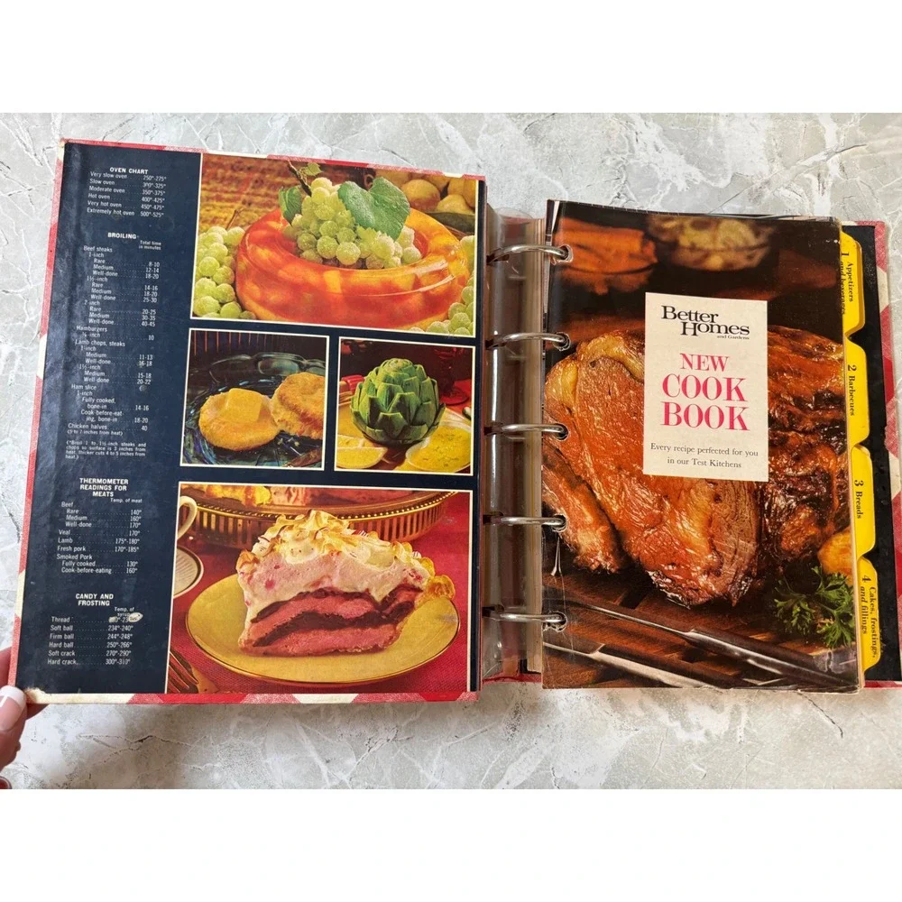 Vintage 1971 Better Homes &‎ Gardens New Cook Book Red Gingham Ring Bound Binder